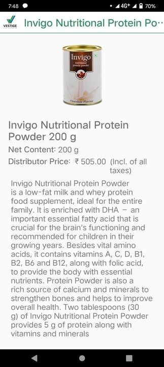 Invigo Protein powder 500 g uploaded by Vestige marketing on 6/4/2021