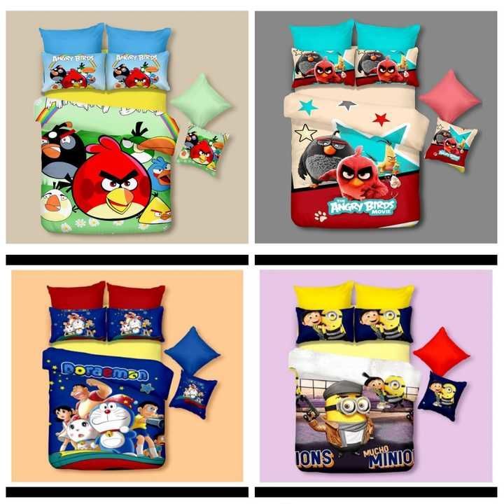 Post image *A.t collection*
72898 36437 
*DOUBLE BED KIDS  BEDSHEET**

*Disney Characters*
➡️Size -90*100
 _TWO PILLOW COVERS_ (full size )

 ➡️FABRIC -HEAVY GLACÉ COTTON 

➡️WEIGHT -1 kg

*PRICE 390/-*

LOOSE PVC PACKING