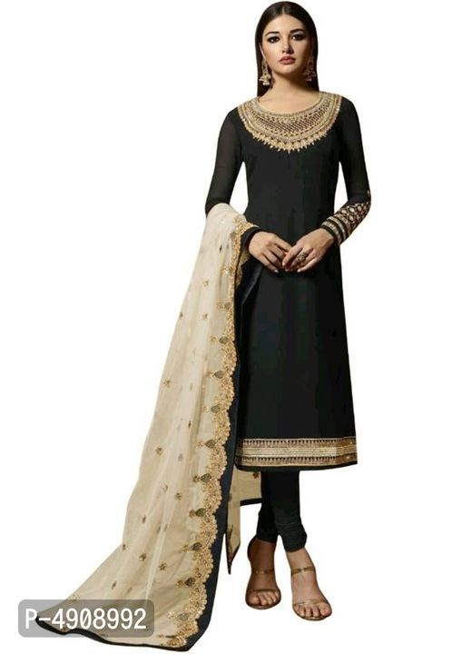 *Attractive Faux Georgette Embroidered Dress Material with Dupatta uploaded by business on 6/5/2021