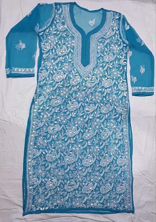 fine chikankari work with Gotta patti on chiffon uploaded by business on 8/10/2020