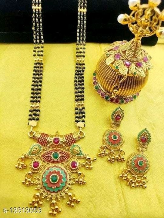 Post image Allure Fancy Mangalsut
Order now no:- 7414987912
Base Metal: Alloy
Plating: Gold Plated
Stone Type: Artificial Stones
Sizing: Adjustable
Type: Mangalsutra Set
Multipack: 1
Sizes:Free Size (Length Size: 22 in)


Dispatch: 1 Day