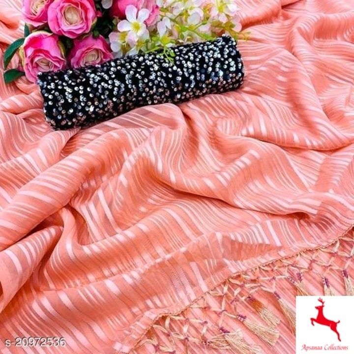 Soft chiffon saree with sequence blouse peace uploaded by business on 6/5/2021