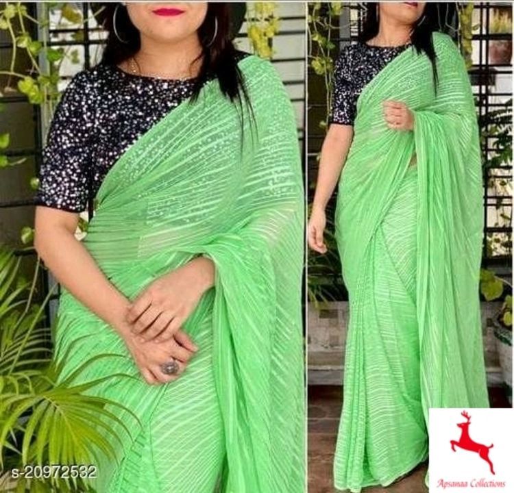 Soft chiffon saree with sequence blouse peace uploaded by business on 6/5/2021