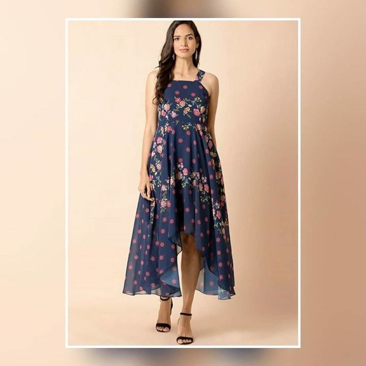 Navy floral Strappy high low tunic  uploaded by business on 6/5/2021