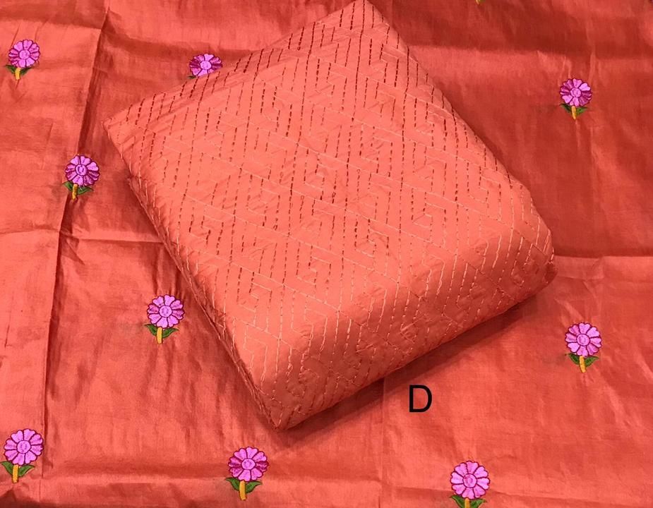 Post image Smooth silk top with neck Roohi all over thread embroidery. Cotton silk/ satin silk bottom. Tussar silk dupatta with multi flower work
*Rate 850+70*
https://chat.whatsapp.com/CwZK8g9kyqiFrYiMOJYXVR