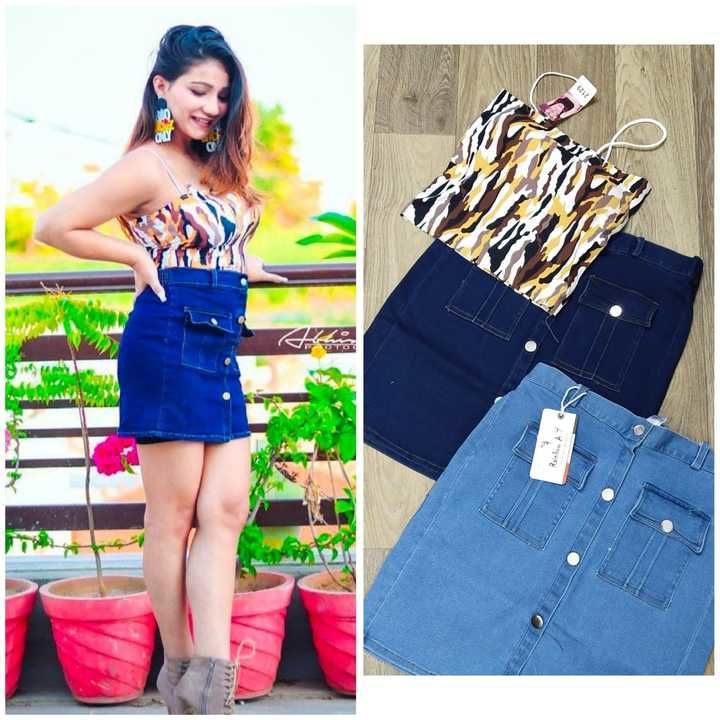 Denim Skirt with imp lycra tank top  uploaded by business on 6/6/2021