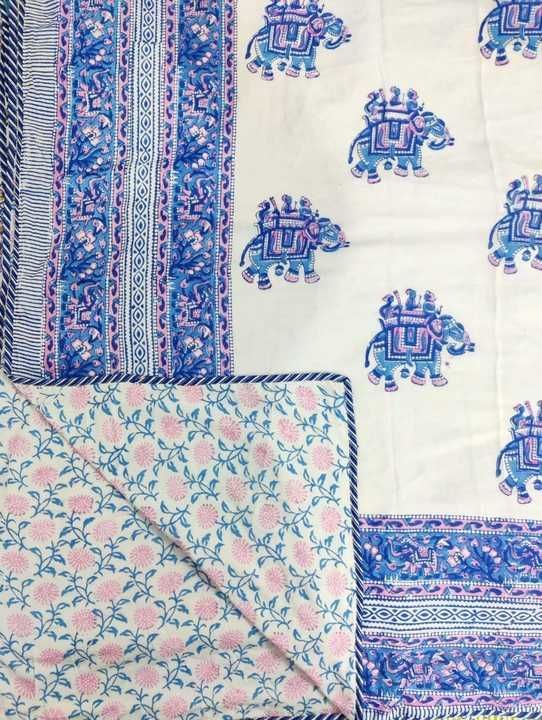 Post image 😍☑️ *HAND BLOCK PRINTED REVERSIBLE DOHARS AVAILABLE* ☑️😍*

100 % Premium Cotton Handblock Printed reversible double bed dohars* !!!! 
Add luxury to your bed with beautiful Hand Block Printed Dohar.
The super soft cotton covers with Fallalin give you an absolute organic feel.
Cozy up in the super comfortable Dohar for a good night's sleep.
Newly designed Dohar , with lots of comfort and cozyness...

Fabric  - Pure Cotton Malmal (Parcale yarn )
Size  -  93*108 (approx)
Layer - 3 
Weight  -  1.5 kg (approx)
Speciality - Hand Block Printed


*Colours may be little different by effects of photograhpy*

*2100.00*
Shipping free