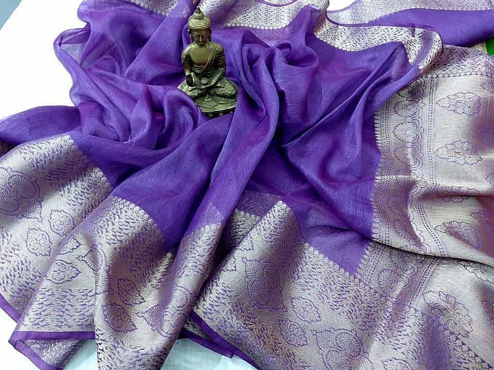 Pure banarasi linen silk saree uploaded by business on 8/11/2020