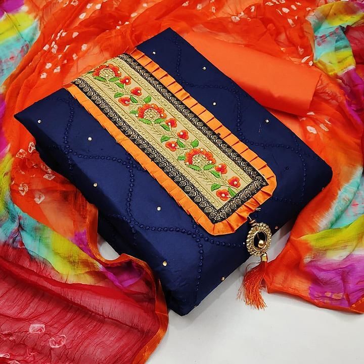 *💝🔥NEW PRODUCT🔥💝*

👘Type- Unstitched👘

🥼Top- Glacé  cotton   with Embroidery work (1.90 MTR ) uploaded by Thrivarshaa collections  on 8/11/2020