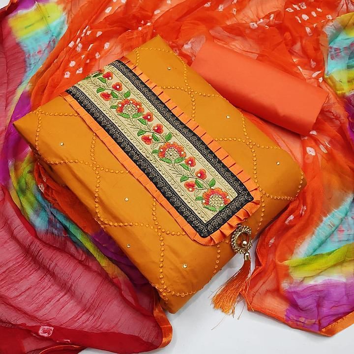 *💝🔥NEW PRODUCT🔥💝*

👘Type- Unstitched👘

🥼Top- Glacé  cotton   with Embroidery work (1.90 MTR ) uploaded by Thrivarshaa collections  on 8/11/2020