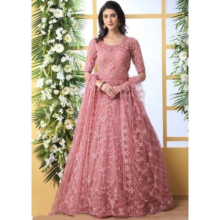 Attractive Net Embroidered Semi-Stitched Ethnic Gown for Girls and Women uploaded by Style Zone on 6/7/2021