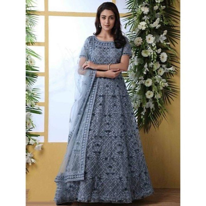 Attractive Net Embroidered Semi-Stitched Ethnic Gown for Girls and Women uploaded by business on 6/7/2021