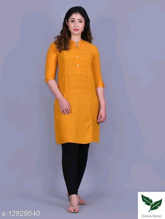 Women Cotton Silk A-line Solid Mustard Kurti uploaded by Fashion stylish  on 6/7/2021