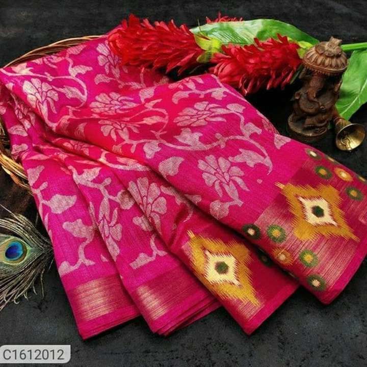 Linen cotton saree  uploaded by business on 6/7/2021