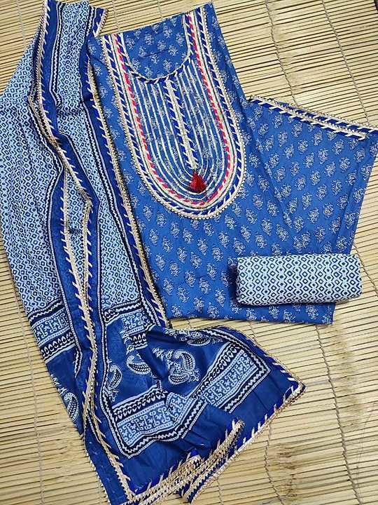 Exclusive new collection for festive season  😍😍😍

Cotton suits with gota paati work .👌👌
 Top =  uploaded by business on 8/11/2020