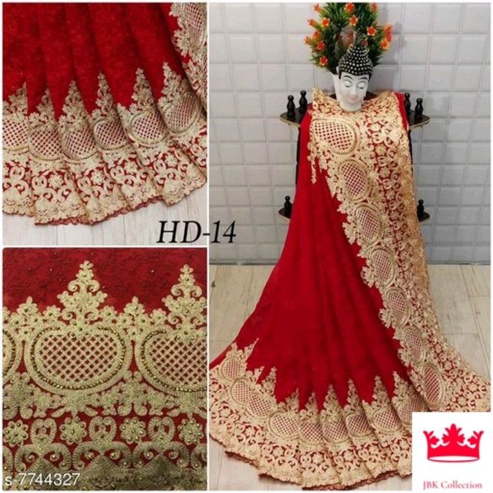 Post image Georgette Embroidered Saree 
Price 1455