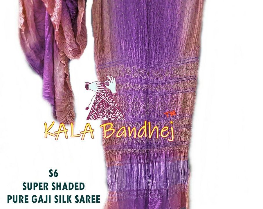 S6 | SUPER SHADED BANDHANI SAREE PURE GAJI SILK KALA BANDHEJ  uploaded by Kala Bandhej  on 6/8/2021