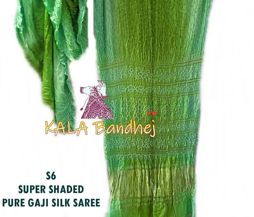 S6 | SUPER SHADED BANDHANI SAREE PURE GAJI SILK KALA BANDHEJ  uploaded by Kala Bandhej  on 6/8/2021