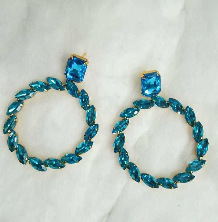 Sky blue crystal diamond stud earrings uploaded by business on 8/11/2020