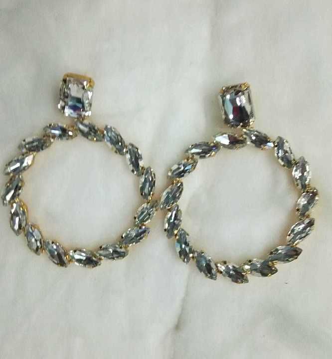 White crystal diamond stud earrings uploaded by business on 8/11/2020