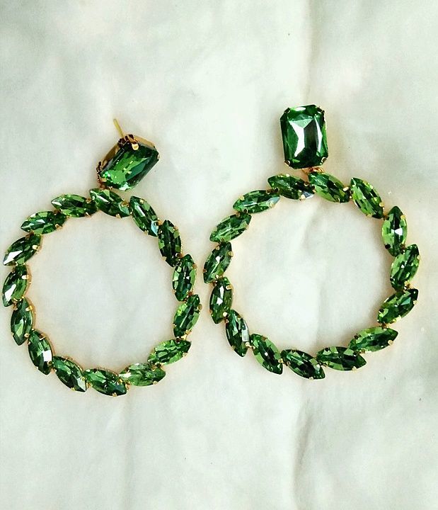Parrot Green crystal diamond stud earrings uploaded by business on 8/11/2020
