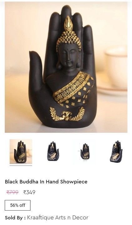 Black Buddha In Hand Showpiece  uploaded by business on 6/8/2021