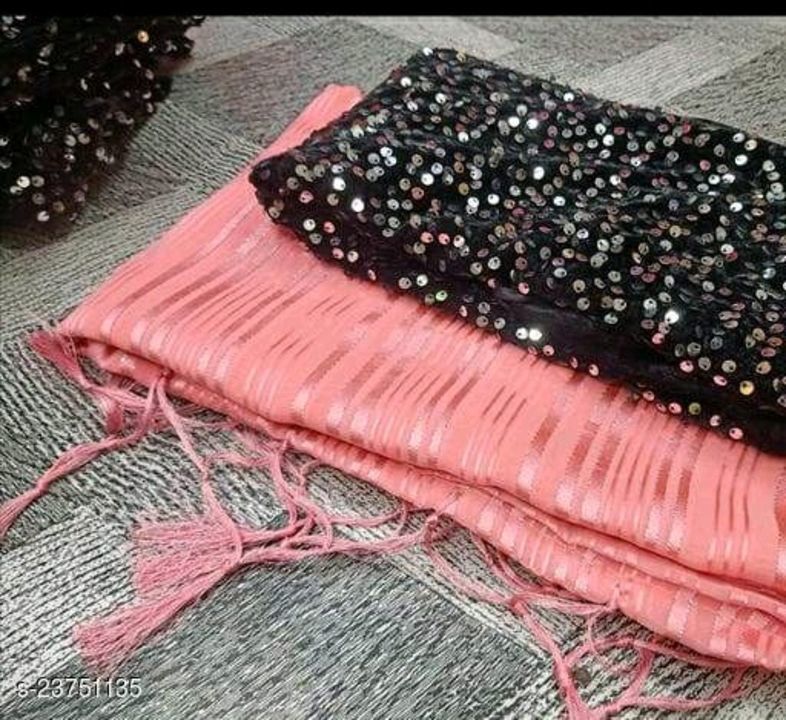 Chiffon saree uploaded by JB's boutique on 6/9/2021