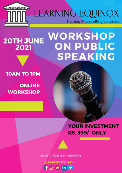 Workshop on Public Speaking uploaded by Learning Equinox on 6/9/2021