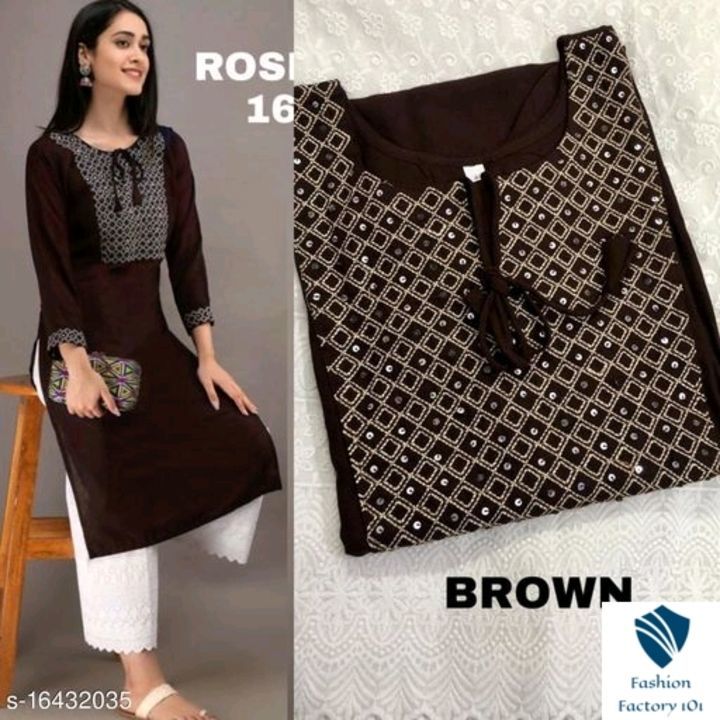Women Rayon A-line Solid Long Kurti With Palazzos uploaded by business on 6/9/2021