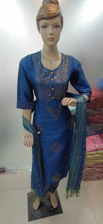 Silk pant set with dupatta uploaded by business on 6/9/2021