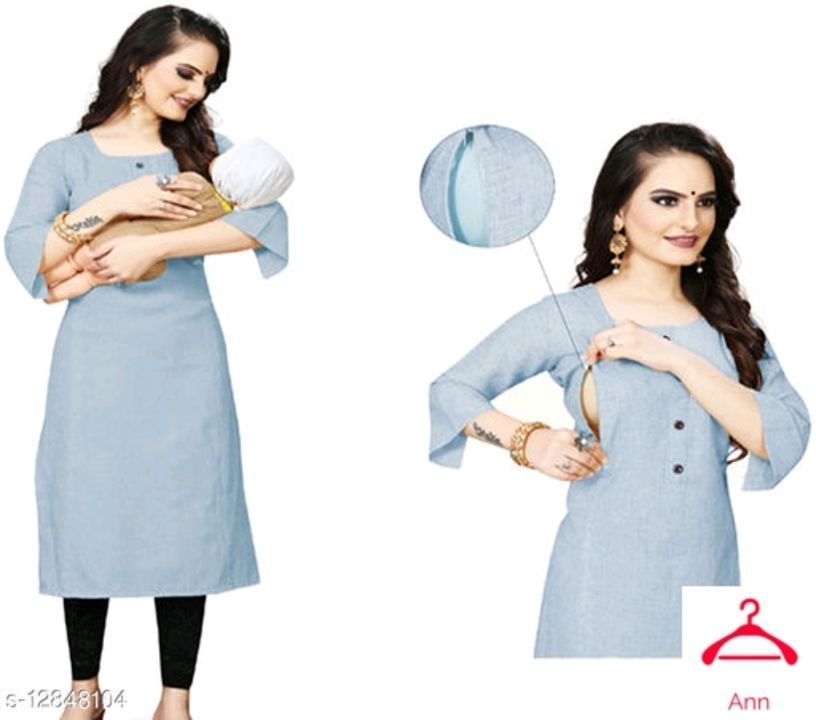 Post image Catalog Name:*Kashvi Attractive Kurtis*
Fabric: Cotton
Sleeve Length: Three-Quarter Sleeves
Pattern: Solid
Combo of: Single
Sizes:
XL (Bust Size: 42 in, Size Length: 46 in) 
L (Bust Size: 40 in, Size Length: 46 in) 
XXL (Bust Size: 44 in, Size Length: 46 in) 
M (Bust Size: 38 in, Size Length: 46 in) 
Fit Shape : Maternity Kurtis

Dispatch: 2-3 Days
Easy Returns Available In Case Of Any Issue
*Proof of Safe Delivery! Click to know on Safety Standards of Delivery Partners- https://ltl.sh/y_nZrAV3