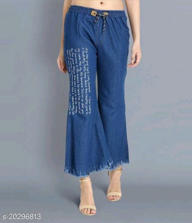Post image Catalog Name:*Ravishing Modern Women Palazzos*
Fabric: Denim
Pattern: Product Dependent
Multipack: 1
Sizes: 
28 (Waist Size: 28 in, Length Size: 37 in) 
30 (Waist Size: 30 in, Length Size: 37 in) 

Dispatch: 2-3 Days
Easy Returns Available In Case Of Any Issue
*Price : 350/