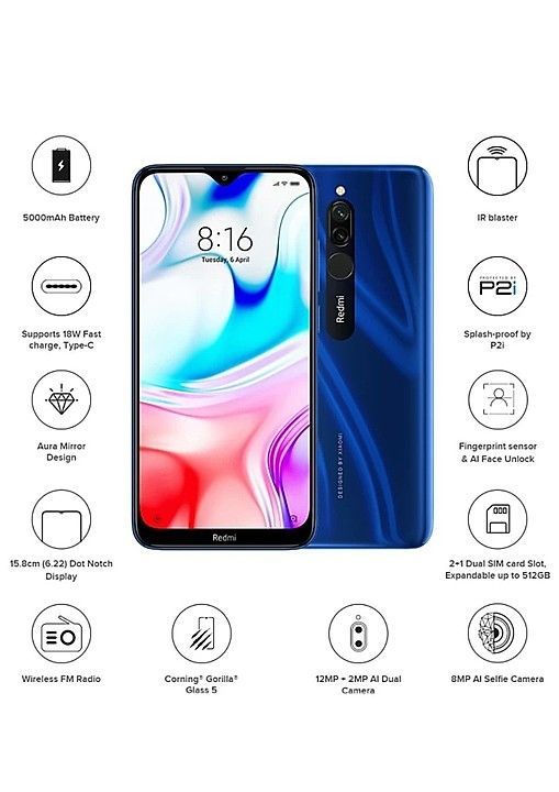 Redmi 8 4/ 64 (BLUE) uploaded by business on 8/12/2020