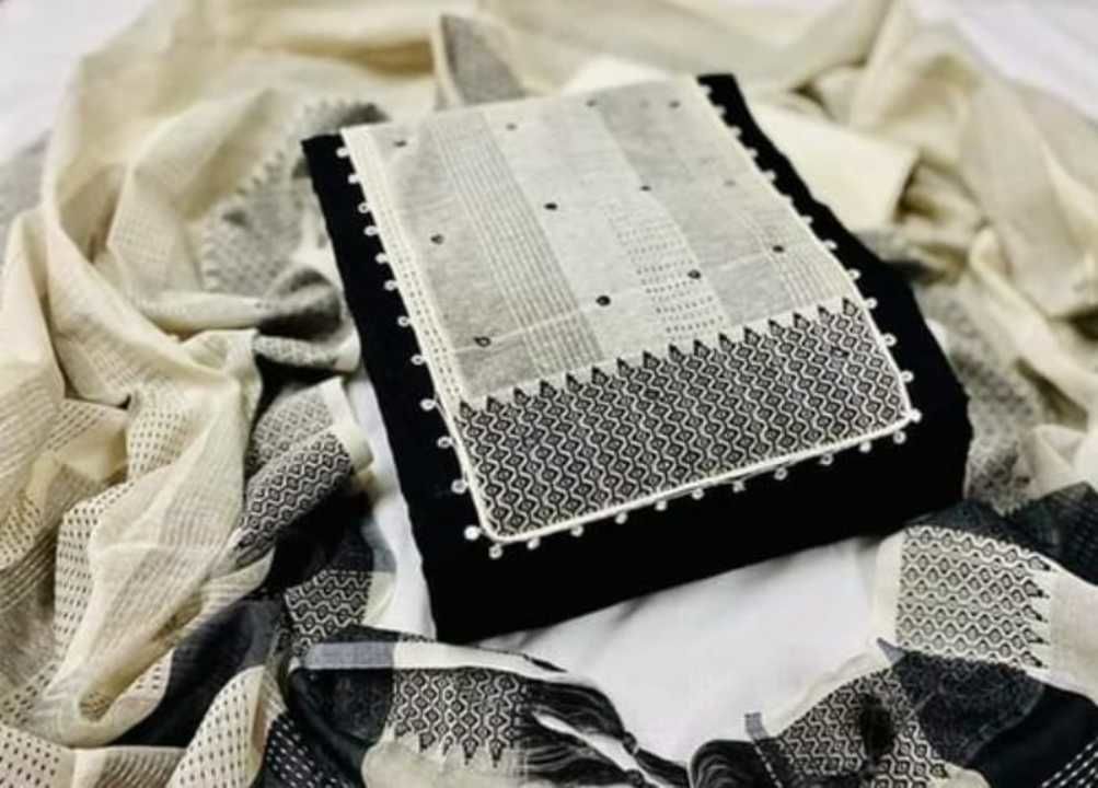 Post image Punjabi Versatile Pure Cotton  Suits &amp; Dress Materials
Top Fabric: Silk + Top Length: 2.26-2.50 Mtr
Bottom Fabric: Cotton + Bottom Length: 2.01-2.25 Mtr
Dupatta Fabric: Cotton + Dupatta Length: 2.26-2.50 Mtr
Type: 
Pattern: Embroidered