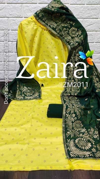 Post image RESTOCKED💕👌🏻
On demand

ZM2011 

*DESIGNER PC* 

🌹Shirt cotton semi stitched designer ps with secquence embroidefr👌 Bust 46 Length 45 
🌹Cotton bottom 2.5mtr aprox 
🌹Dola Silk Banarsi dupatta with work 

Brand ur style with Zaira Dresses👌 

*1399 Free shipping😃*