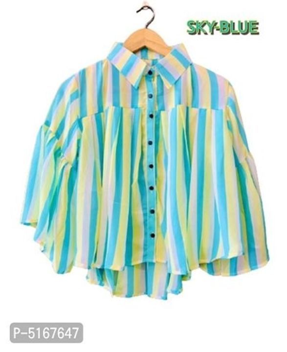 Multicolored Front Button Top with Ruffle Sleeve

Fabric: Crepe
Type: Regular Length
Style: Tie And  uploaded by business on 6/11/2021
