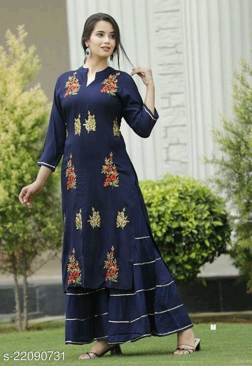 Post image Vrindavan women's embroidered kurta sharara set price only 575rs.