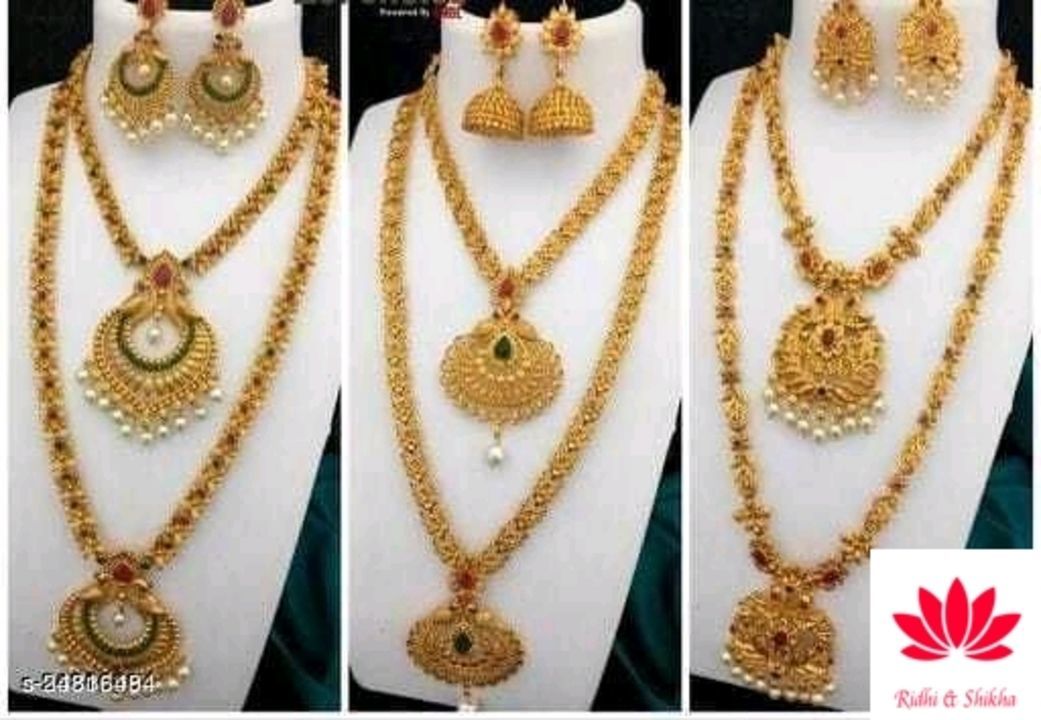 Gold plated jewellery sets combo 3 uploaded by business on 6/11/2021