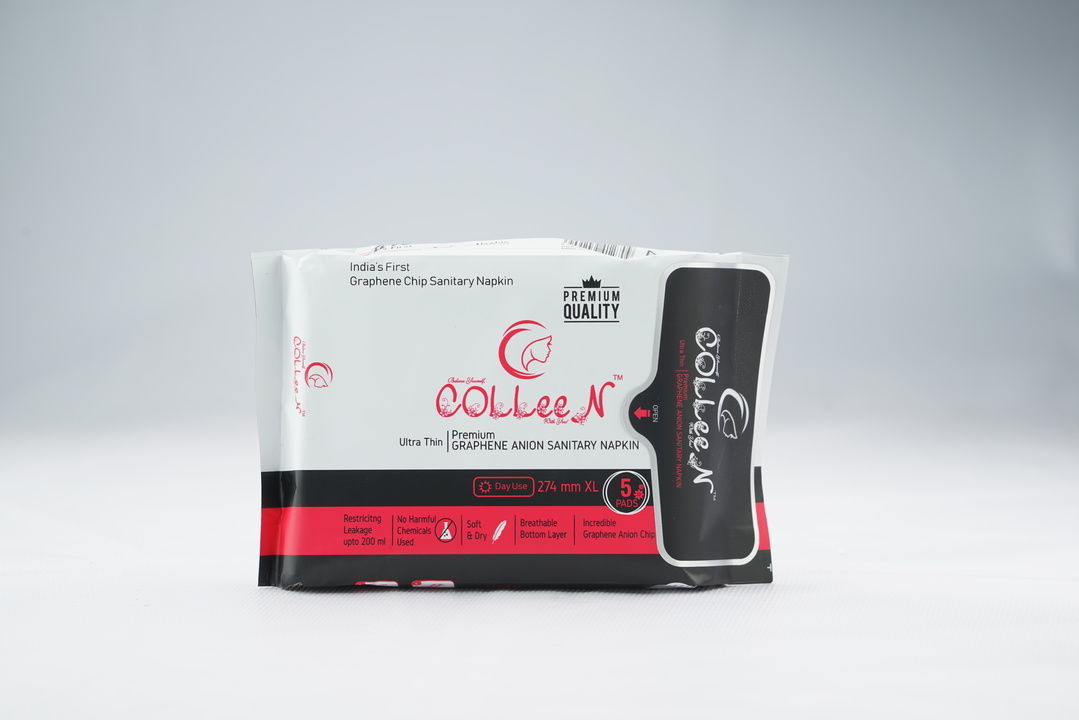 Colleen graphene anion sanitary napkin day use 274mm XL 5 pad  uploaded by Colleen premium napkins ( REETTA HYGIENE PVT LTD) on 6/11/2021