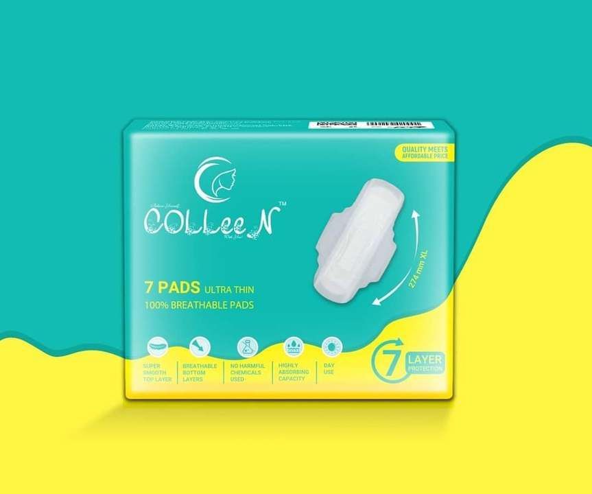 Colleen breathable ultra thin sanitary napkins 7 pad 274mm XL  uploaded by Colleen premium napkins ( REETTA HYGIENE PVT LTD) on 6/11/2021