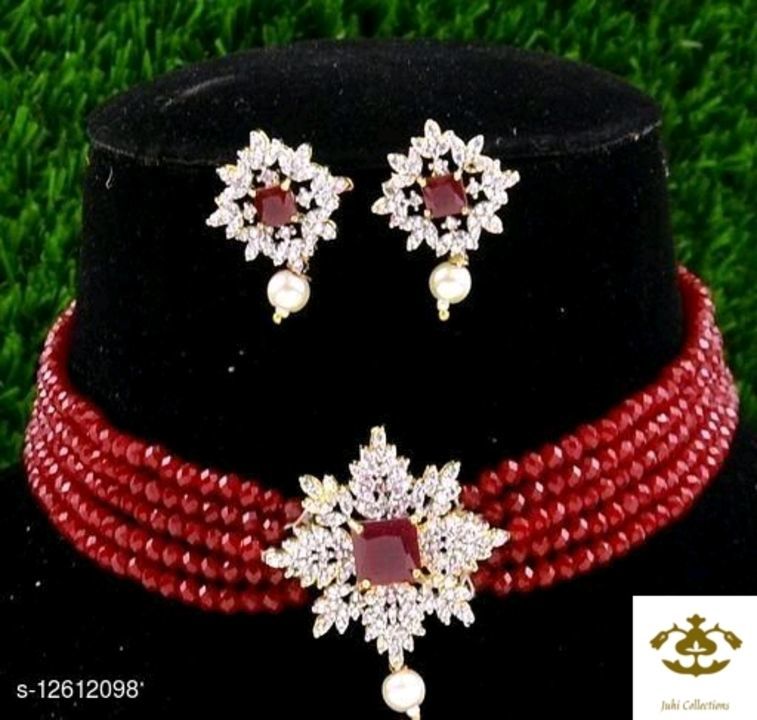 Post image Catalog Name:*Twinkling Unique Jewellery Sets*
Base Metal: Brass
Plating: Brass Plated
Stone Type: Cubic Zirconia/American Diamond
Type: Necklace and Earrings
Multipack: 1
Easy Returns Available In Case Of Any Issue
500 rs 
Cod is available