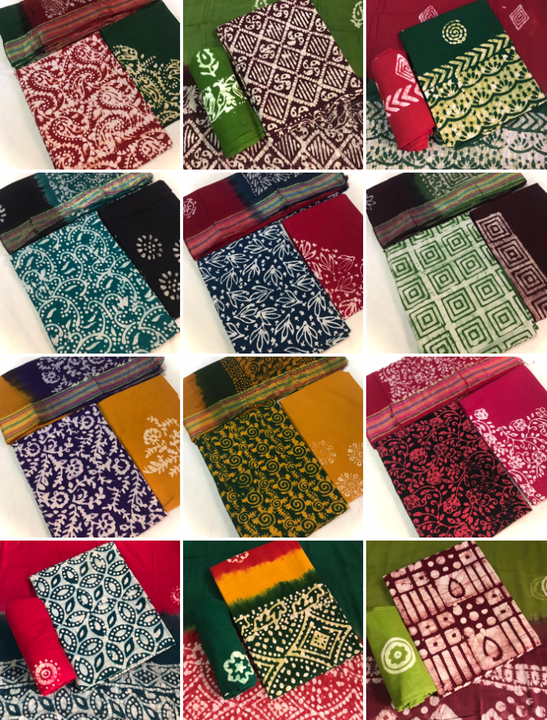 Post image 🌺 *New Design &amp; Color* 🌺

Heavy Original Wax batik with wax batik salwar and Dupatta with resham border
(10 piece of catalog)

*Top:* Wax Batik(2.5 Mtr)
*Salwar:* Wax batik(2 Mtr)
*Dupatta:* Wax batik (2.25 Mtr)

100% Cotton Material

*Wholesale price :₹.590*