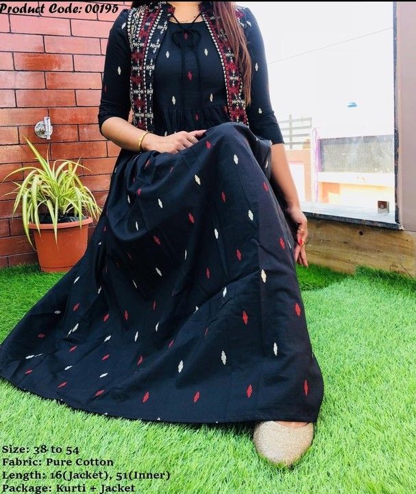 Full Anarkali Printed Kurti with Printed Jacket uploaded by Weaving Fashion🛍 on 6/12/2021