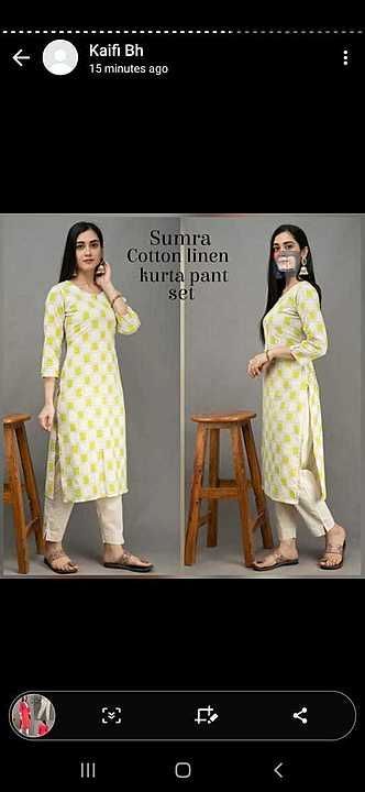 Brand -Sumra
Cotton kurti with pant uploaded by Fabfello on 8/13/2020