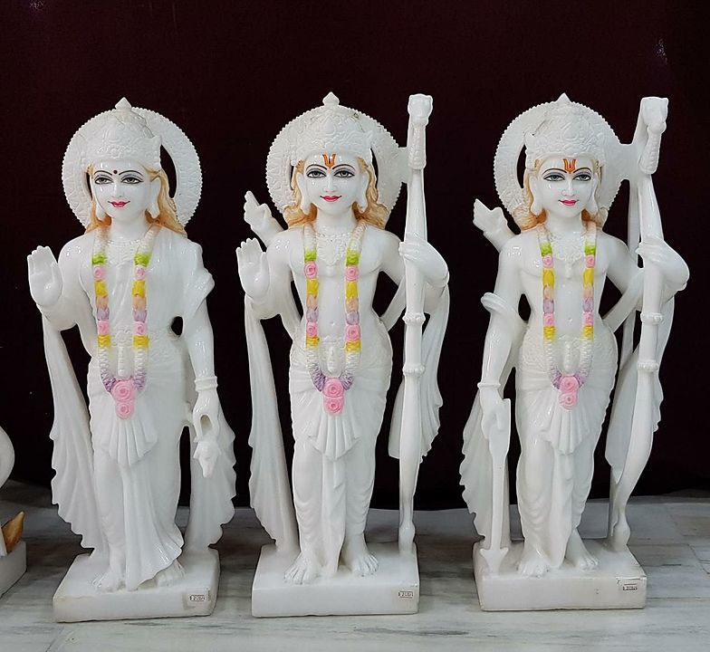 Shree Ram parivar ,made in Makrana marble with beautiful handwork and attractive painting uploaded by Kamal moorti and painting on 8/13/2020