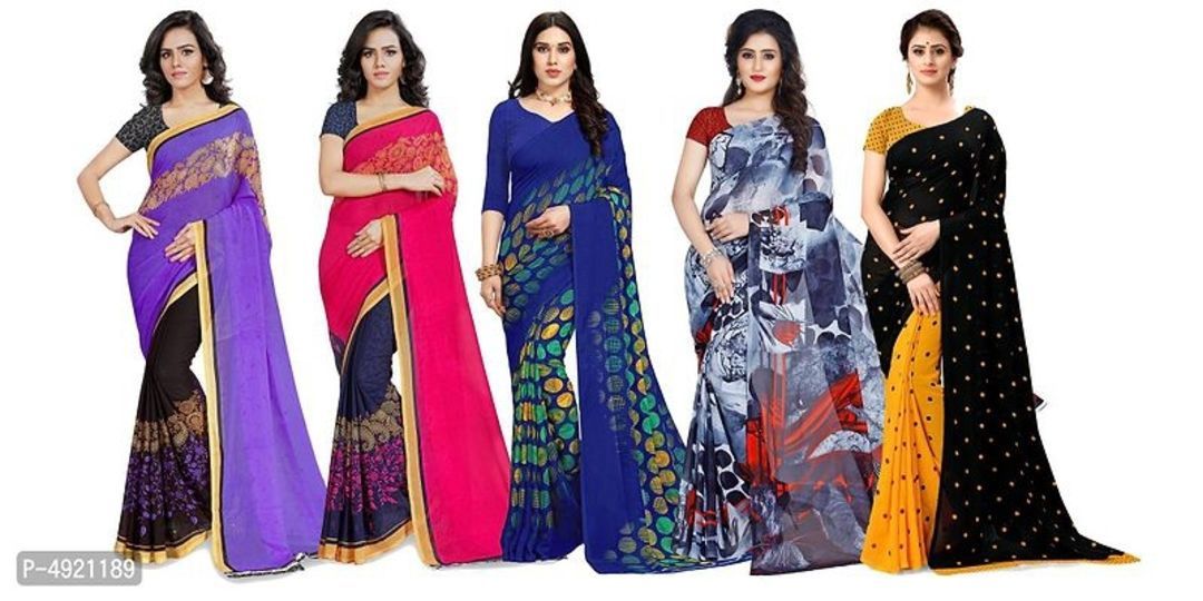Pack of 5 Stylish Georgette Printed Daily Wear Sarees With Blouse Piece uploaded by Harsh Digital Marketing on 6/14/2021