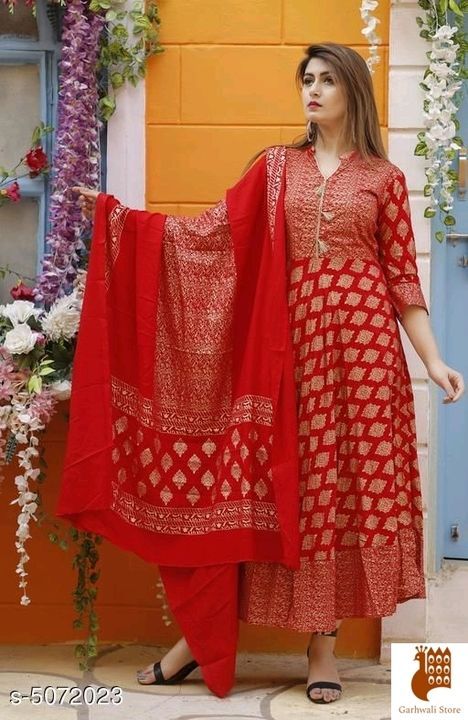 Women Rayon Flared Printed  Dupatta Set uploaded by Garhwali Store on 6/14/2021