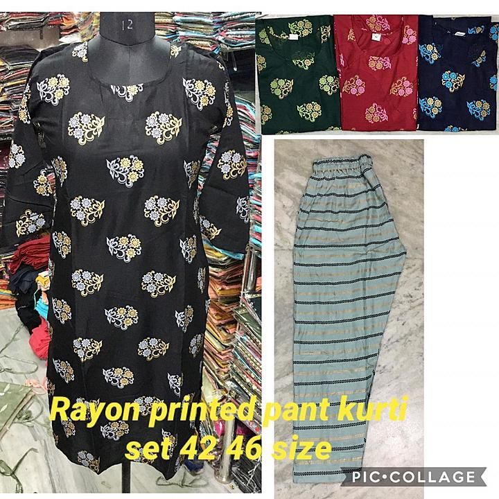 Rayon Printed Kurtis Pant 
Size 42 46
Price 250/- uploaded by Royal fashions on 8/13/2020