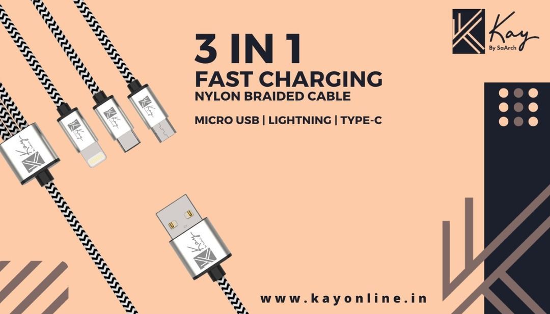 3 in 1 fast Charging Cable  uploaded by business on 6/14/2021