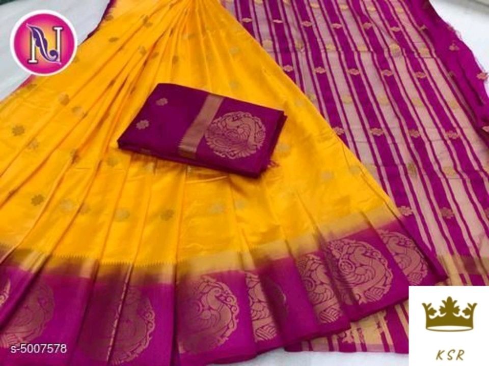 Post image Cash on delivery
 Price - 845
Aakarsha Drishya Sarees

Saree Fabric: Kanjiwaram Silk 
Blouse: Running Blouse
Blouse Fabric: Kanjiwaram Silk 
Pattern: Zari Woven
Multipack: Single
Dispatch: 1 Day